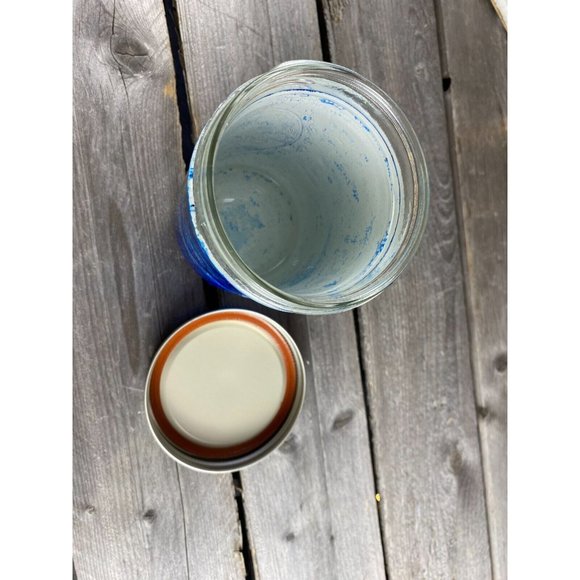 Storage Organization Trinket Quart Mason Jar Resin Blue Silver Marbled Swirl - Picture 5 of 8